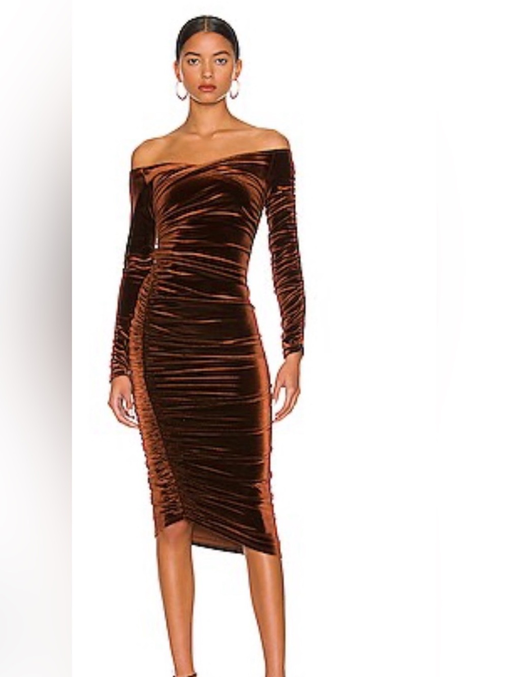 Alix NYC Velvet Brown Mid Length Dress Size XS